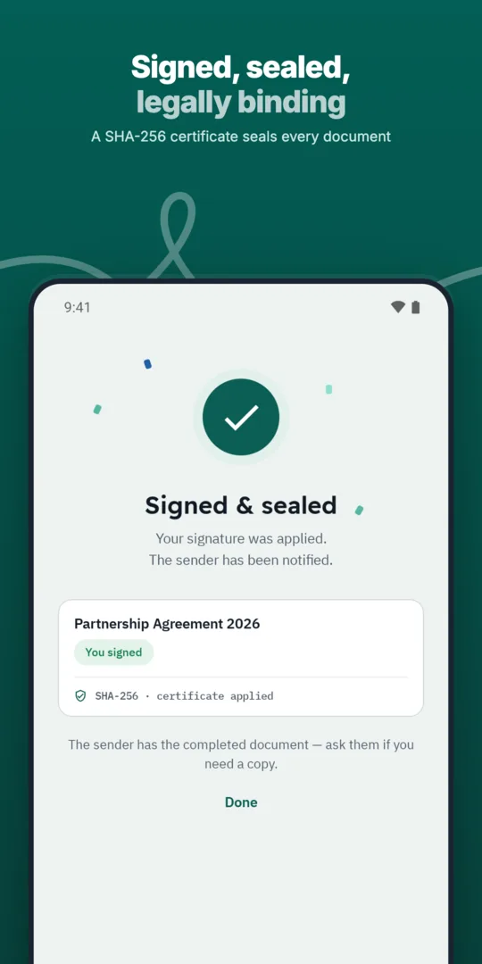 Your system receives the signed copy.